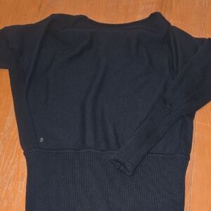 Black Ribbed Knit Sweater Dress